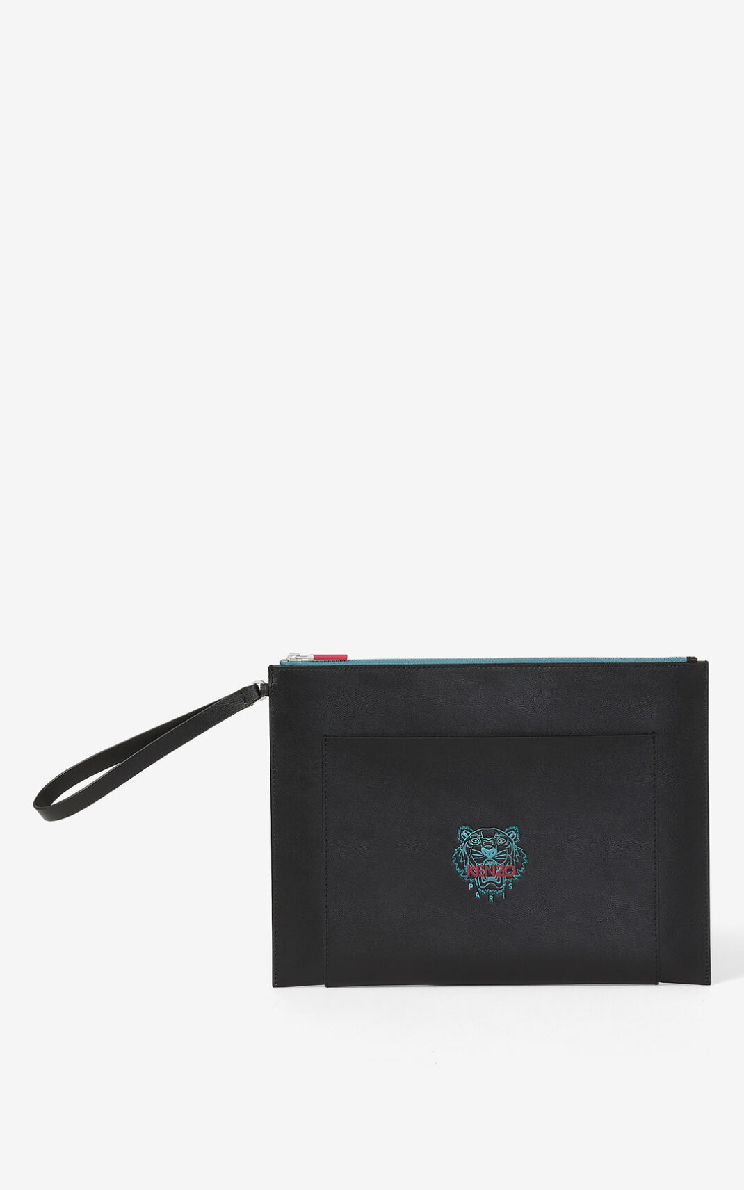 Kenzo Large leather Ekusson Tiger Wallet Black For Mens 9625JEALP